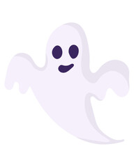 Flying ghost in doodle style, character for halloween design or decoration