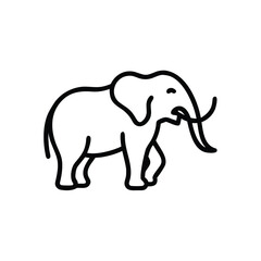 Hand drawn line art illustration of an elephant