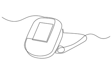 Obraz premium Continuous one line drawing of Blood pressure examination result. Single line drawing illustration of Digital Blood Pressure Monitor. Medical equipment concept vector art. Doodle line illustration.