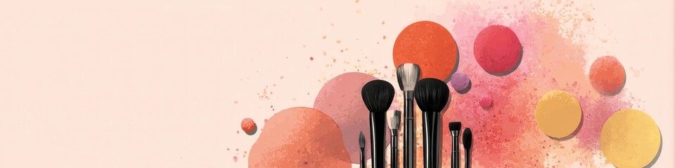 Colorful Makeup Brushes on Artistic Background