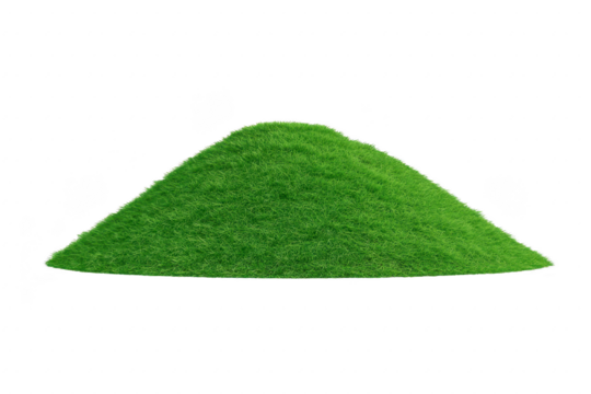 Lush, green grass mound isolated on transparency background, showcasing vibrant color and texture. Perfect for nature themed designs or landscaping concepts