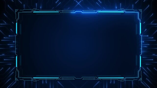 Hi-tech futuristic Artificial Intelligence engine in 4K Frame HUD element. viewfinder. viewfinder. heads up display screen scanner. circle interfaces Hologram VHS Noise Background In Hi Future Frame.