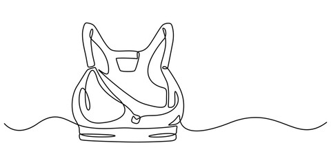 Continuous line art of bra, Continuous one simple single line drawing of push up bra icon in silhouette on a white background. Linear stylized,  Bathing Suit Bikini Single Line Drawing with Editable.