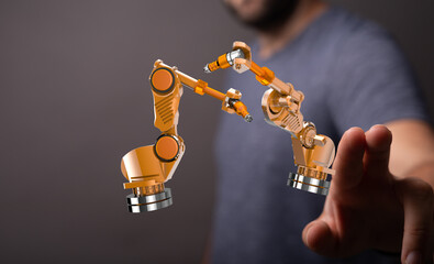 High-quality image of robotic arms, showcasing advanced technology and automation in manufacturing.