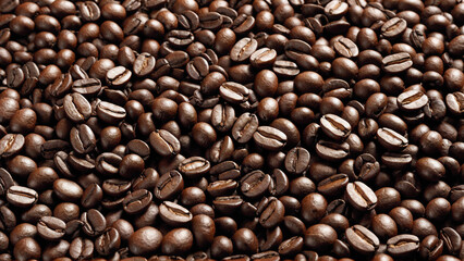 Rich Roasted Coffee Beans Full Frame Texture