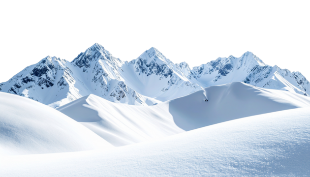 Snow-covered mountain hills, realistic snow texture and lighting