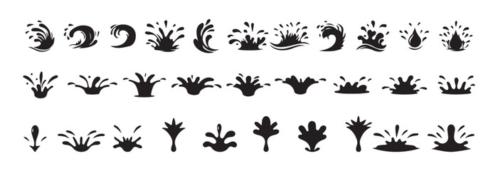 Ink and Liquid Splash Vector Set. Black Paint, Drip, and Splatter Icons Collection. Victor illustration eps 10
