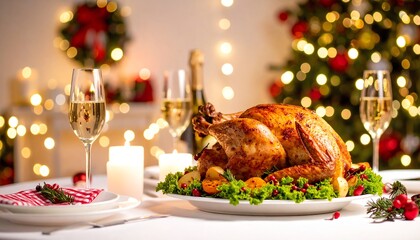 Mouthwatering roasted turkey displayed on a table ready for a festive feast surrounded by delicious side dishes