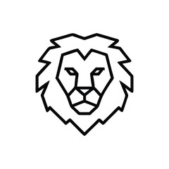 Geometric lion head hand drawn line art illustration