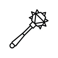 Hand drawn line art medieval spiked mace weapon illustration
