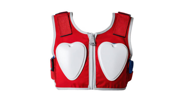 Pediatric defibrillator vest with heart shaped pads, designed for emergency cardiac care in children, isolated on a transparent background for versatile use in medical materials