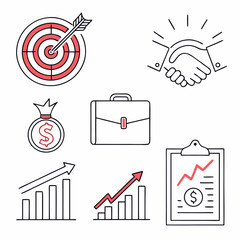 Minimal Line Icon of Target with Arrow – Business Goal Symbol