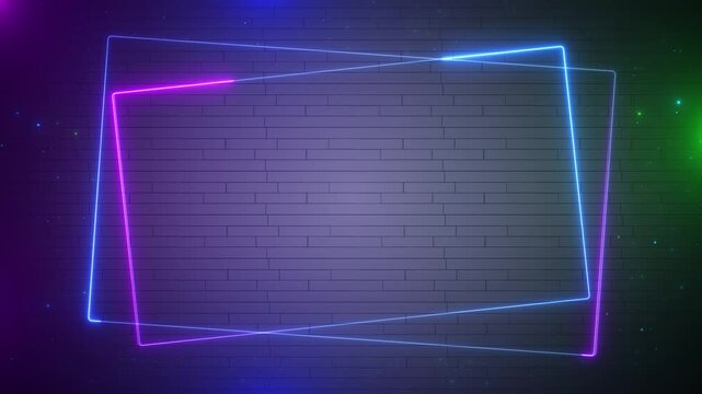 Pink blue cube neon geometric frame Digital HUD frame with empty space futuristic motion graphic element cyber Digital futuristic background. Future technology interface data sci-fi display screen