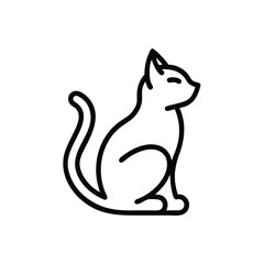 Hand drawn line art illustration of a cute cat sitting