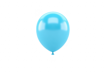 Shiny blue balloon floating against plain background, perfect for celebrations and parties. balloon glossy surface reflects light, adding cheerful and festive touch