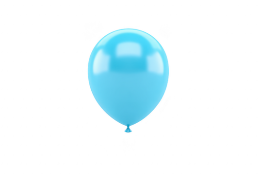 Shiny blue balloon floating against plain background, perfect for celebrations and parties. balloon glossy surface reflects light, adding cheerful and festive touch