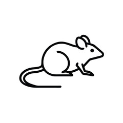 Hand drawn line art illustration of a cute mouse