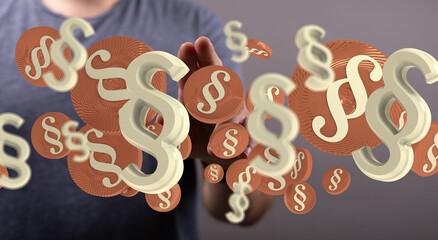 3D rendering of paragraph symbols, legal concept, law, justice.