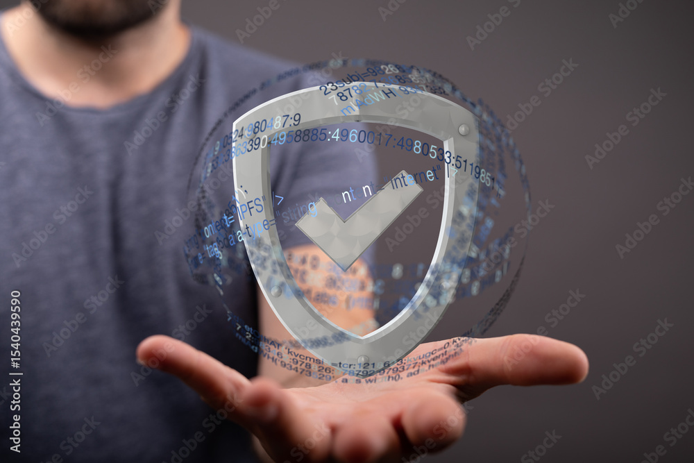 Aufkleber Digital security concept.  Protected data, secure network.  Cyber safety.