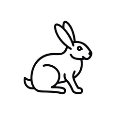 Hand drawn line art illustration of a cute bunny rabbit