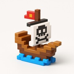 Fototapeta premium Pixelated pirate ship toy