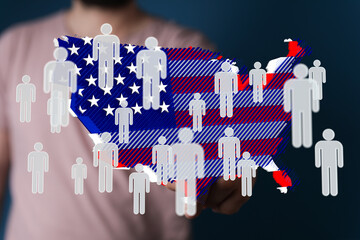 Illustrative image of US population density shown on a map.