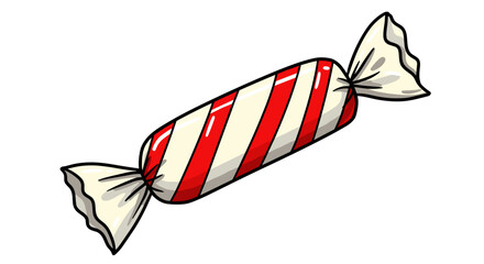 New Year. Red and white striped candy wrapped in paper for holiday treats  