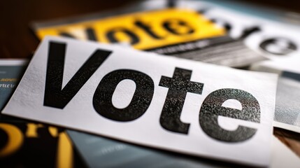 Close-up of Election Flyers Vote Now!