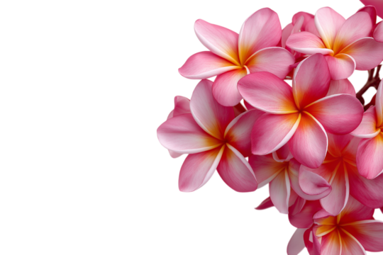  vibrant pink plumeria flowers  isolated on white background - Powered by Adobe