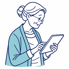 Senior woman using tablet digital device technology elderly internet online