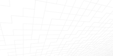 Abstract wireframe landscape.  Detailed lines on white background. 3d abstract grid backdrop