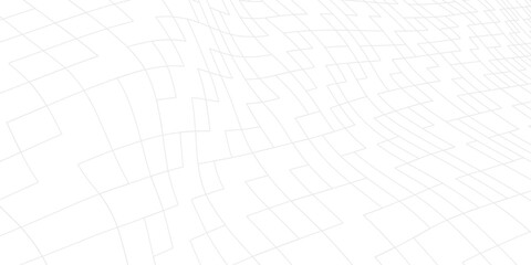 Abstract wireframe landscape.  Detailed lines on white background. 3d abstract grid backdrop
