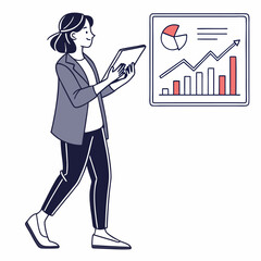 Businesswoman reviewing positive growth charts on tablet