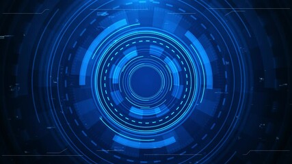 Futuristic lower third. Sci-fi design template for channel, news, information digital screen with blue holographic HUD and animated interface turning in virtual space digital hologram window gaming - Powered by Adobe