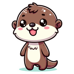 Fototapeta premium Charming Otter Cartoon Character in Vector Kawaii Style