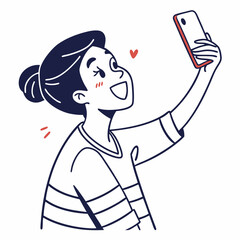 Happy woman taking selfie with smartphone smiling excited