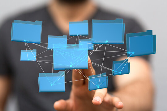 Visual representation of data sharing, collaboration, and network connectivity.