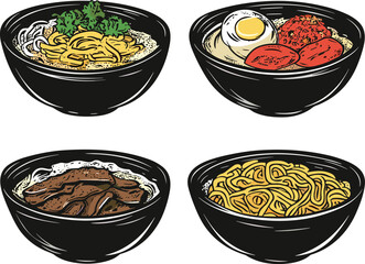 set of different kinds of pasta