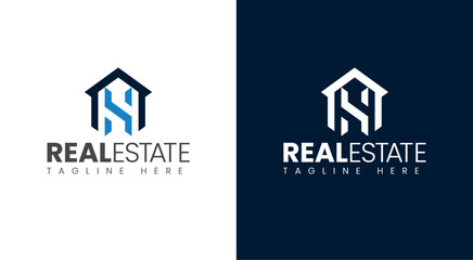 Modern S Letter Real Estate Logo with House Roof Outline, Modern H Letter Real Estate Logo