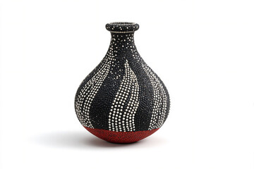 A photorealistic Zulu gourd water vessel with matte black surface