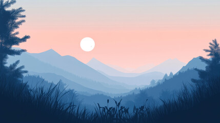 Mountain landscape composition