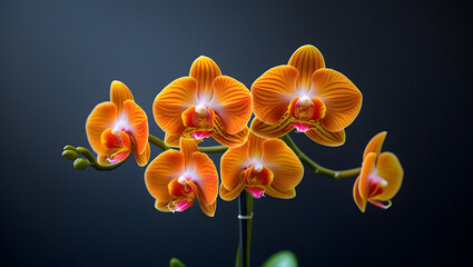 orange flower on black background