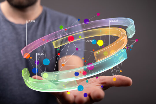 Abstract data visualization concept.  Modern technology and digital transformation.