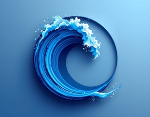 an artistic rendering of the fibonacci sequence spiral, represented in a stylized form of a wave crashing against itself, with a b