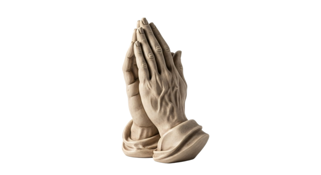 Praying hands sculpture faith hope religion christianity spiritual art worship god prayer request belief on transparent background