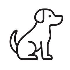 Sitting Dog Icon: A minimalist line drawing of a sitting dog, simple and elegant, perfect for adding a touch of canine charm to any project.