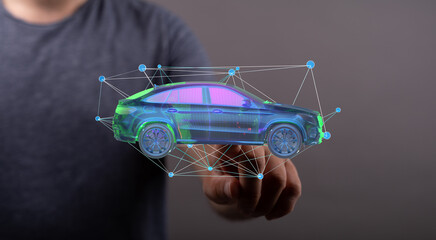 High-quality image depicting a futuristic car model, perfect for automotive technology, innovation,...