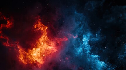 Fototapeta premium Abstract Nebula Cloud in Space with Blue and Red
