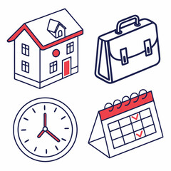 House briefcase clock calendar schedule time management planning organization