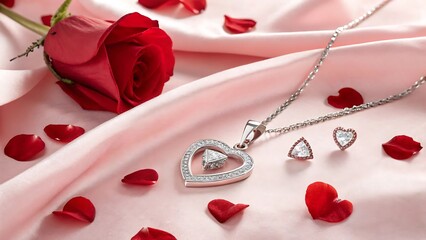 red rose and pearls